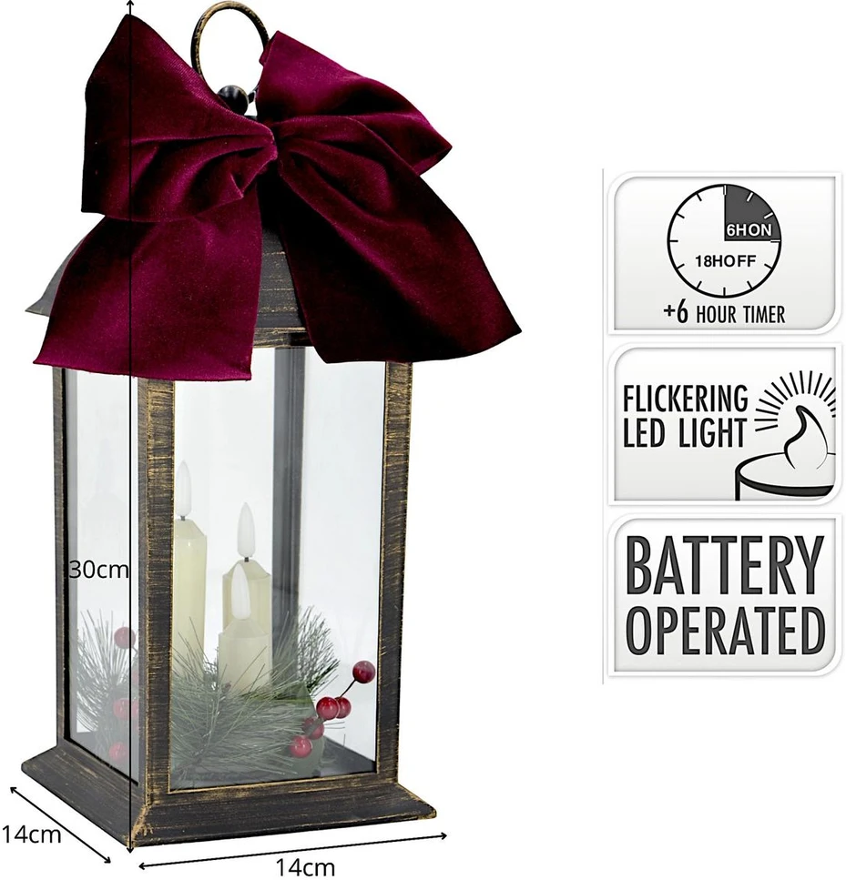 KOOPMAN Dekoracja świąteczna Affek Design Latarnia lampion adwentowy znicz LED 30CM 3 świece