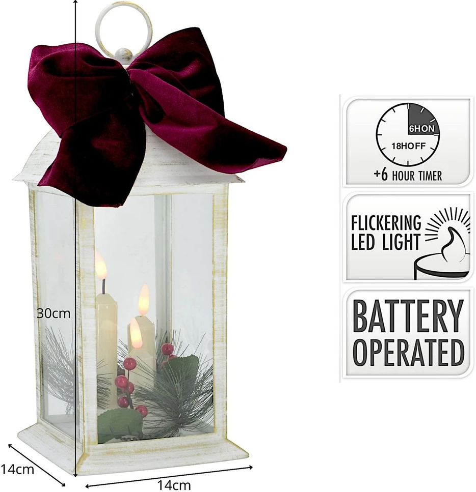 KOOPMAN Dekoracja świąteczna Affek Design Latarnia lampion adwentowy znicz LED 30CM 3 świece balta