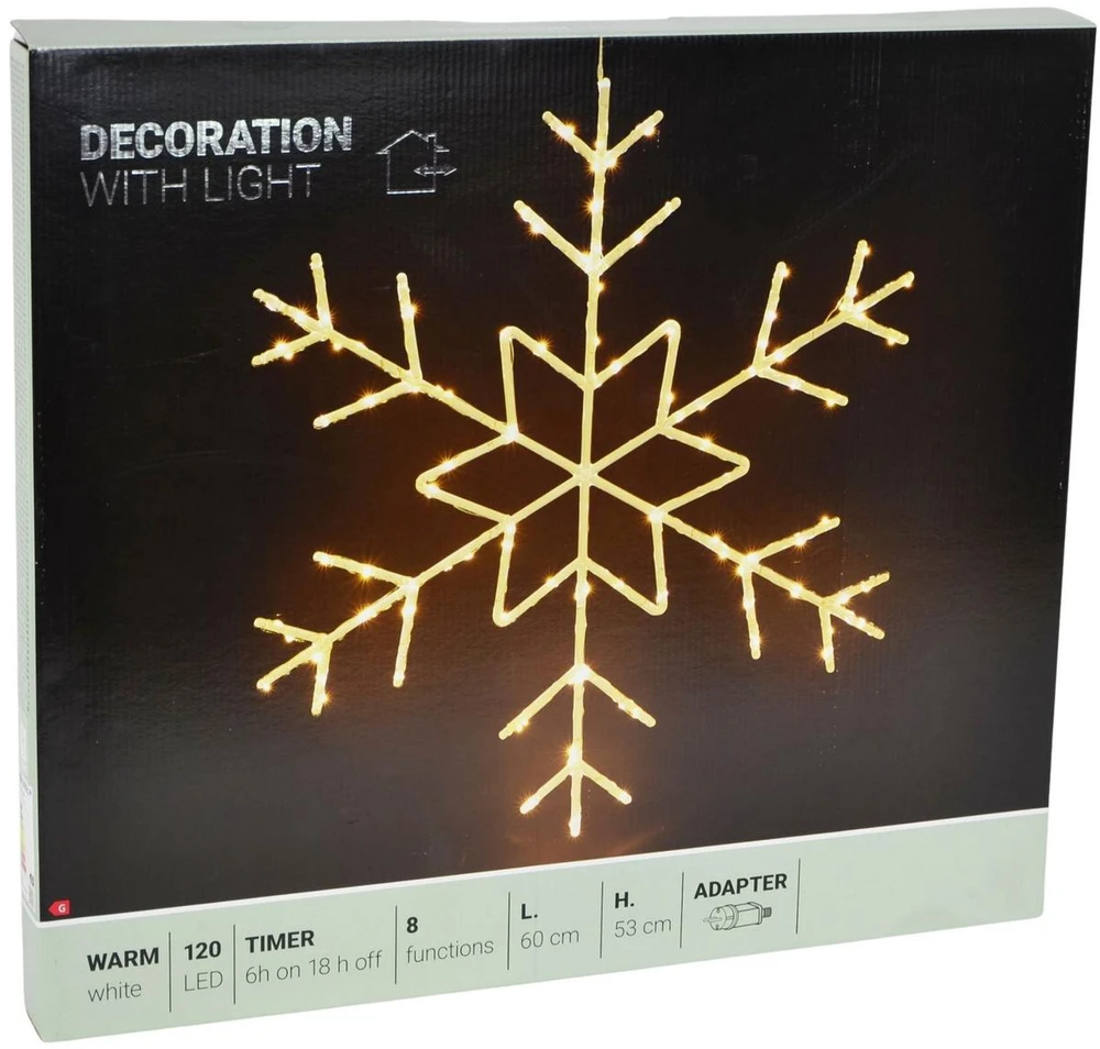 KOOPMAN Dekoracja świąteczna Christmas decoration Płatek śniegu dekoracyjny wiszący 120LED ciepły balta