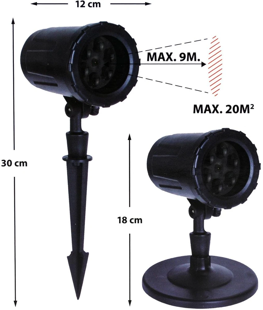 KOOPMAN Projektorius SNOWFLAKE, 4 LED, 8 W, IP44 adapteris