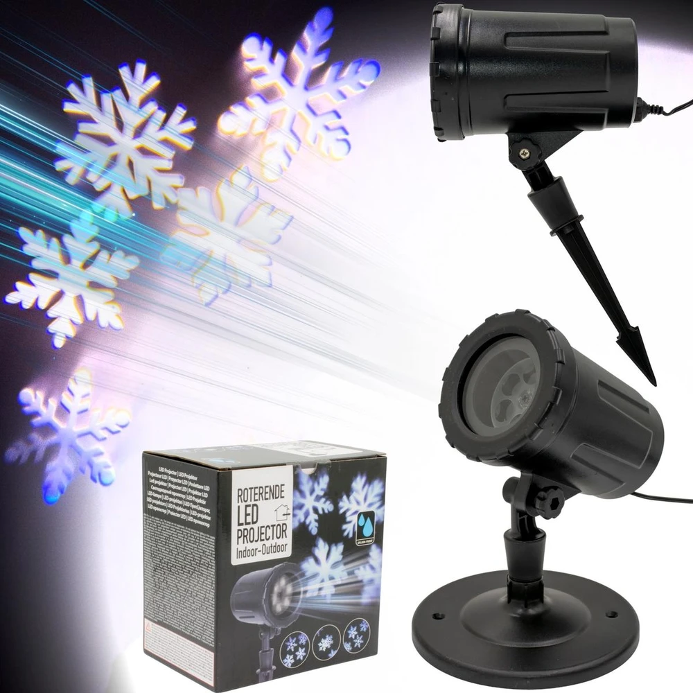 KOOPMAN Projektorius SNOWFLAKE, 4 LED, 8 W, IP44 adapteris
