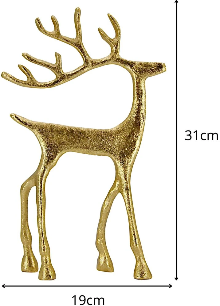 KOOPMAN RENIFER DEKORACYJNY METALOWY 19x31CM Auksinė