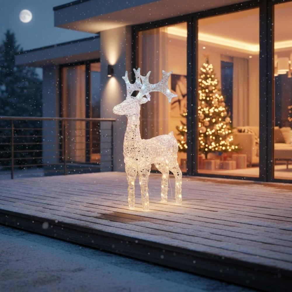KOOPMAN Šiaurės elnio dekoracija 75 cm 80 LED