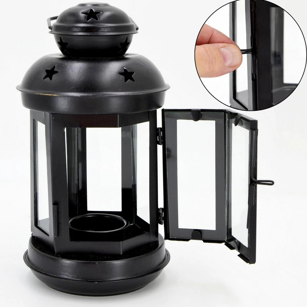 KOOPMAN ŚWIECZNIK NA TEA LIGHT LATARENKA 20CM Juoda