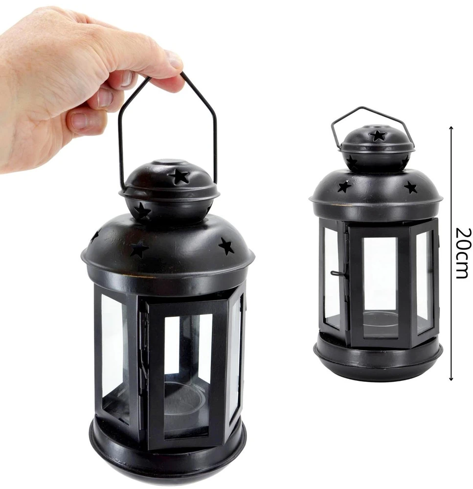 KOOPMAN ŚWIECZNIK NA TEA LIGHT LATARENKA 20CM Juoda