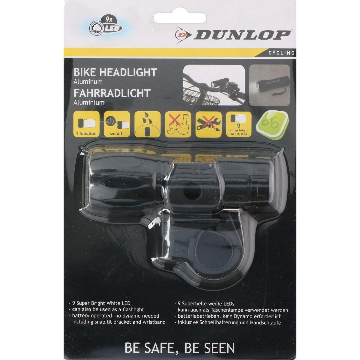 Priekinis dviračio žibintas Dunlop 9 LED