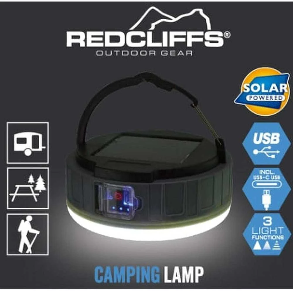 Kempingo lempa su saulės energija ir USB „Redcliffs“