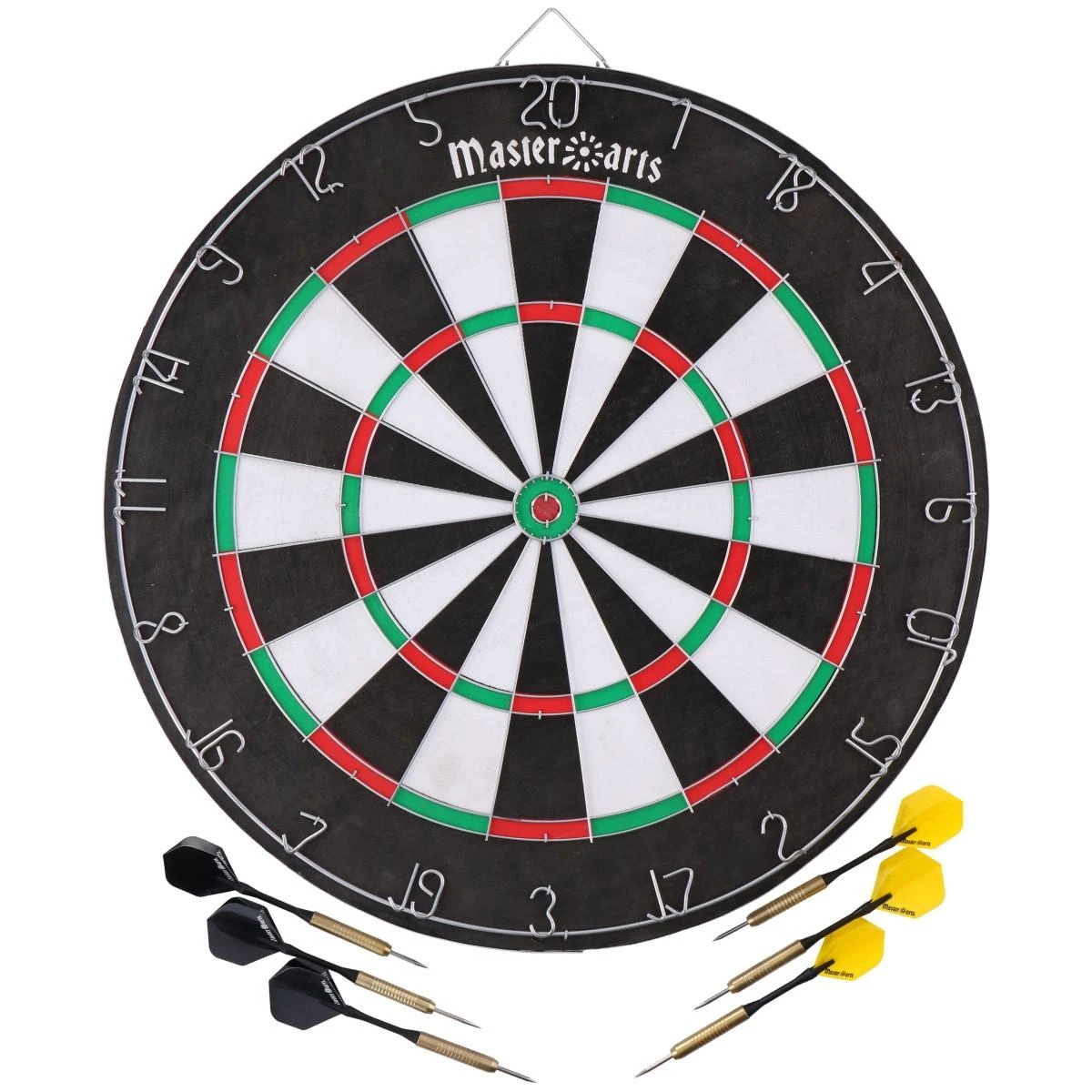 Master Darts Dvipusis smiginio taikinys su strėlytėmis, 45 cm + 6 vnt. strėlyčių aprašymas - Prekės nuotrauka