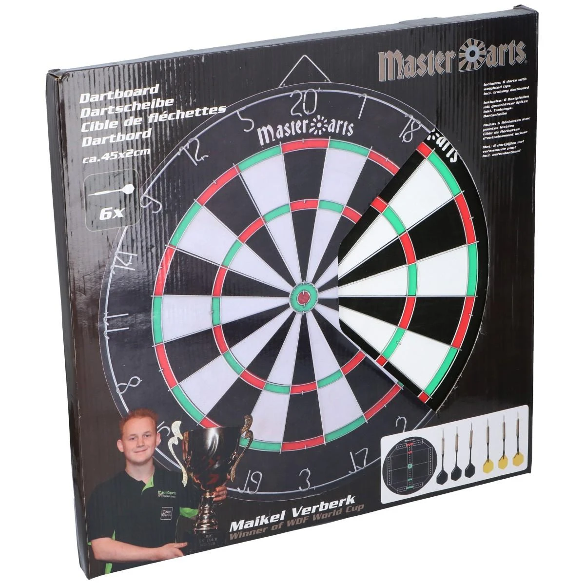 Master Darts Dvipusis smiginio taikinys su strėlytėmis, 45 cm + 6 vnt. strėlyčių