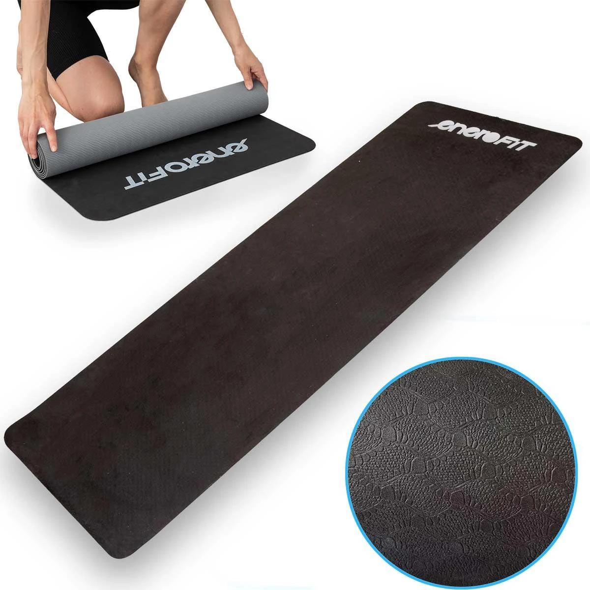 Kilimėlis sportui ir jogai Enero Fit, 183x61, juodas/pilkas