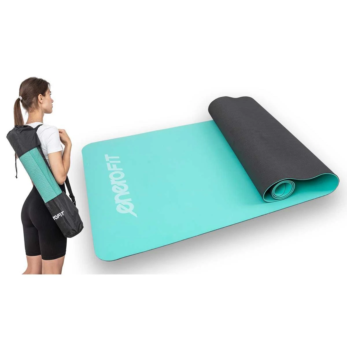 Kilimėlis sportui ir jogai Enero Fit, 183x61, mėlynas/juodas