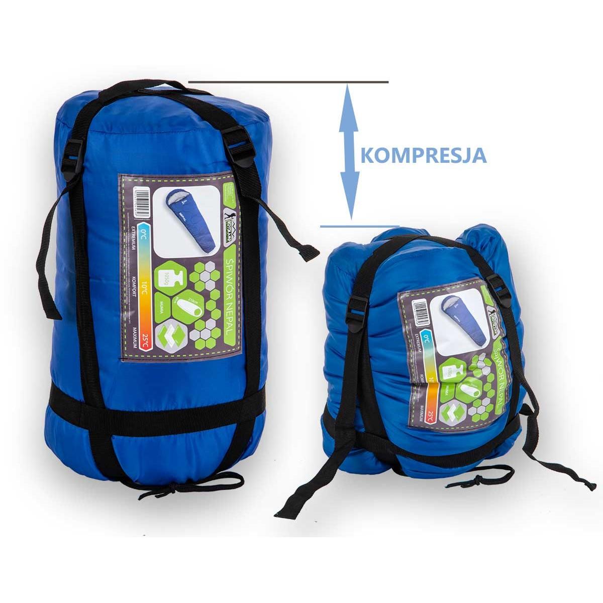 TURISTINIS MIEGMAIŠIS NEPAL SU KOMPRESIJA 210X80X50CM TAMSIAI MĖLYNAS ENERO CAMP 1045658
