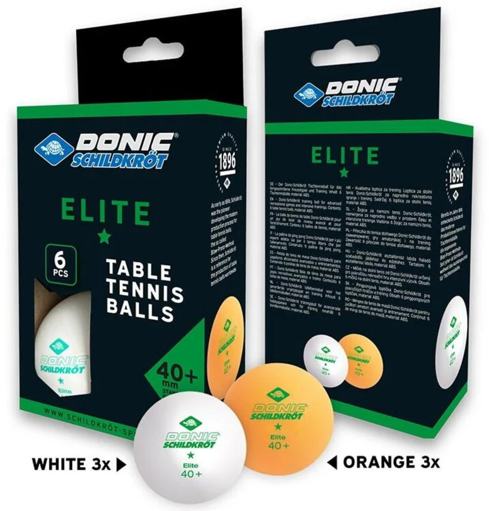Donic DONIC SCHILDKRÖT PIMPONG BALLS ELITE POLY 40+ 6vnt. oranžinė/baltas