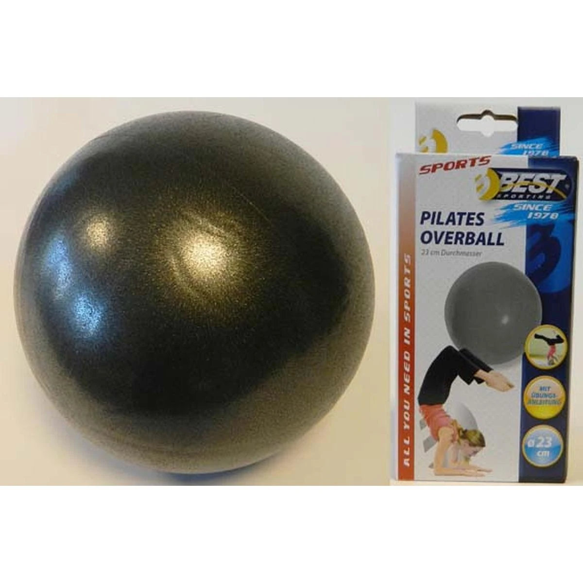 FITNESO IR PILATESO KAMUOLYS 23CM – ANTRACITO SPALVOS BEST SPORTING 101022