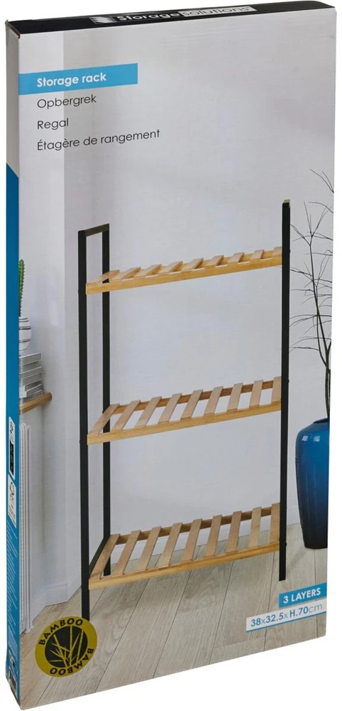 Excellent Houseware Vonios kambario lentyna bambukinis 3 aukštų 38x70x32,5 cm