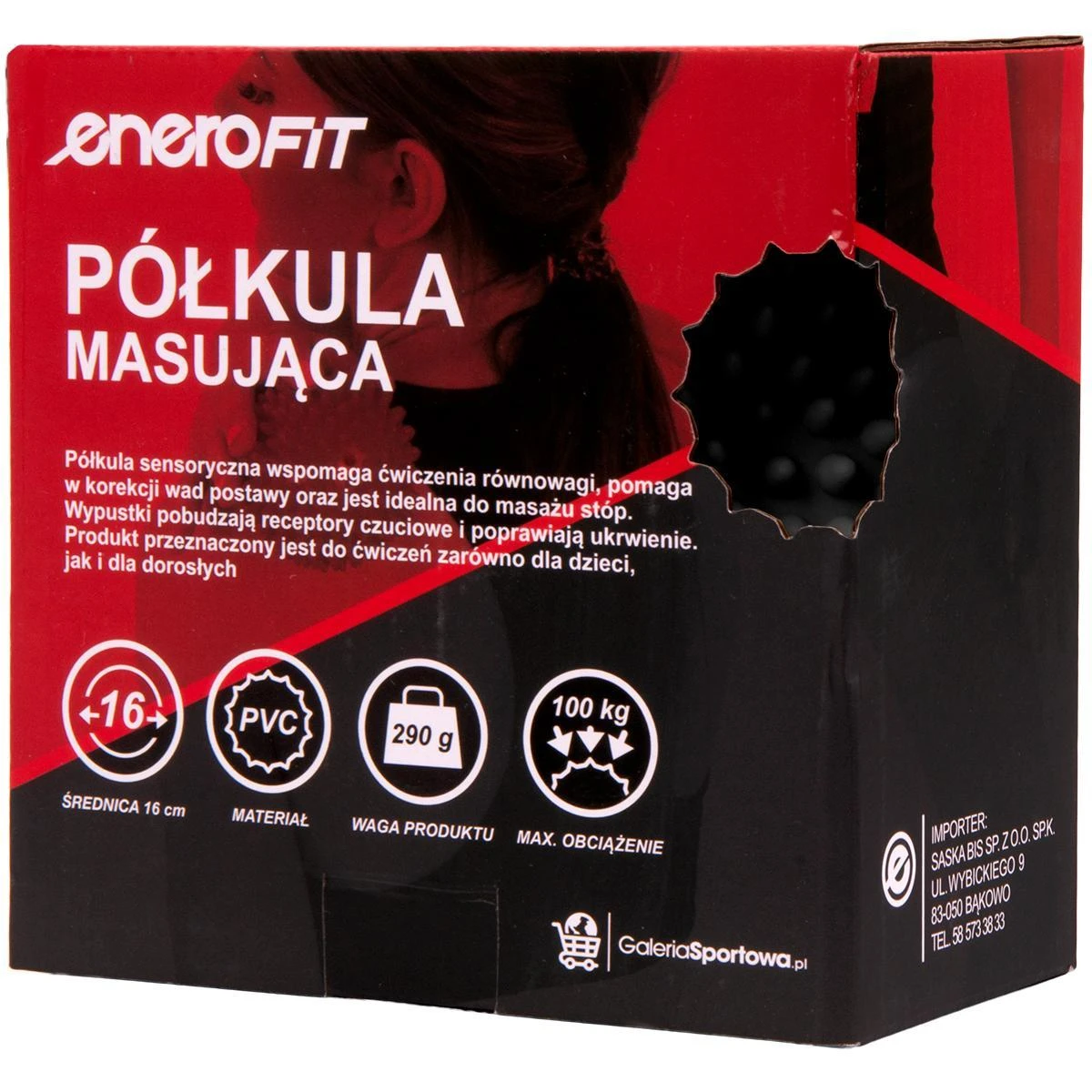 Enero Masažo kamuolys, juodas, M