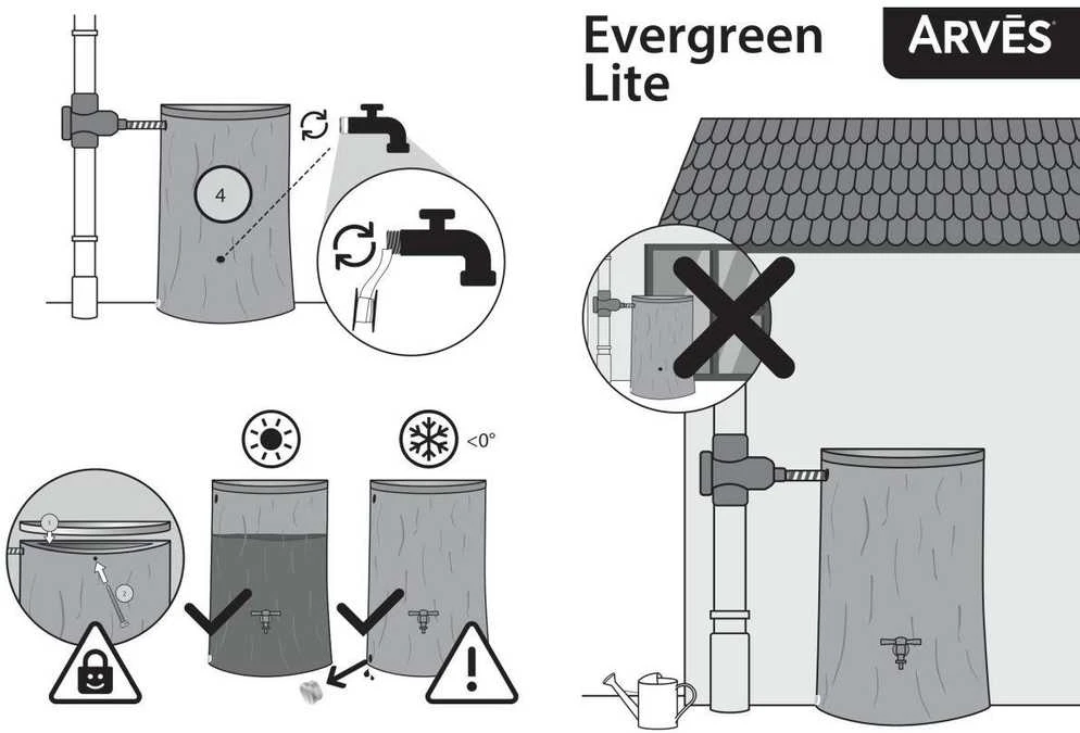 Prosperplast EVERGREEN LITE LIETAUS VANDENS TAKAS 300L UMBRA MEDIENA