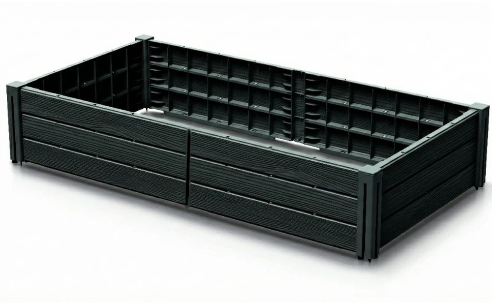 Prosperplast GRZĄDKA RABATKA OGRODOWA OBRZEŻE BASE WOOD 149x75CM ANTRACYTOWA 570549