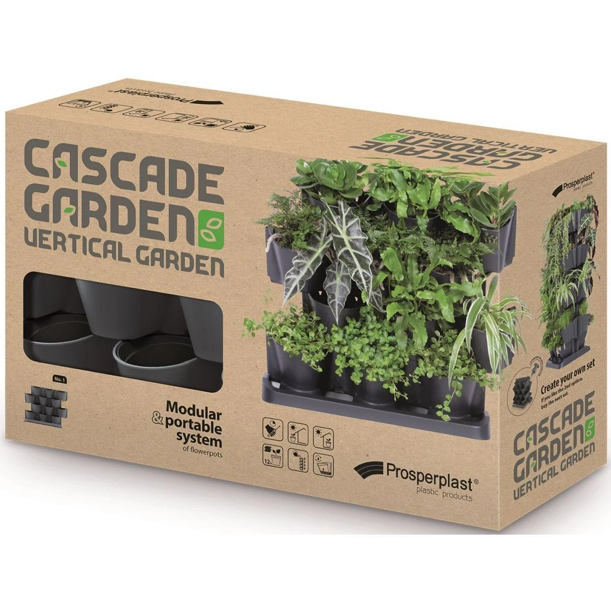 Vertikalūs sodo vazonai Prosperplast Cascade Garden IO2W600S-S433 55cm