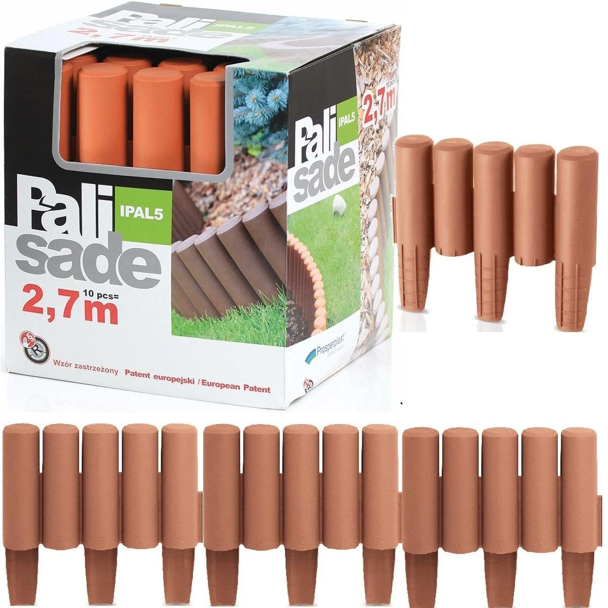 Prosperplast IPAL5 Plastikiniai sodo vejos apvadai, spalva: terracotta, 2,7 m