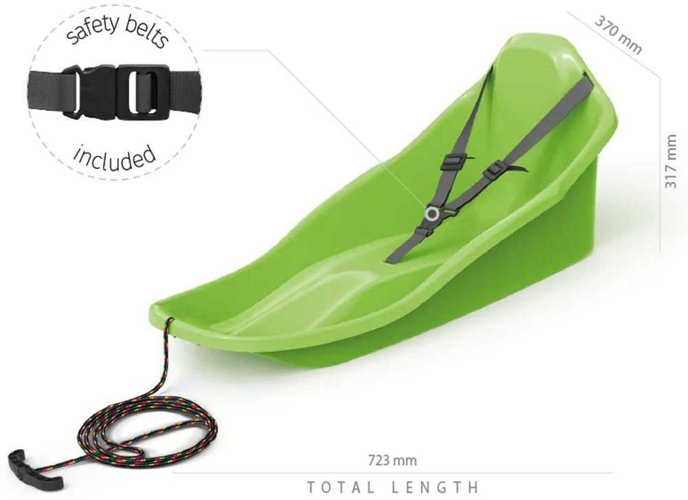 Plastikinės rogės Prosperplast, žalia, 72 cm x 37 cm