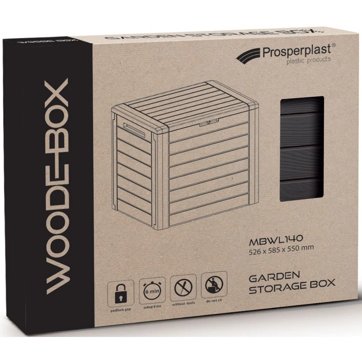 Prosperplast Garden Box Woodebox 190L MBWL190 antracitas