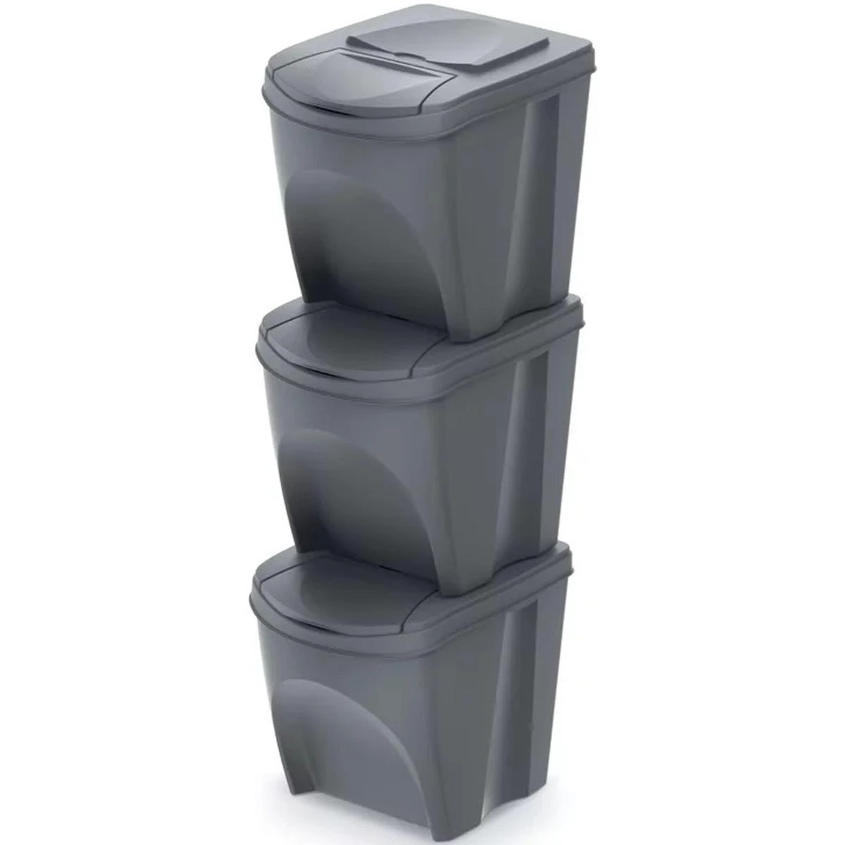 Prosperplast Sortibox pilkos spalvos šiukšlių dėžių rinkinys 3x25L