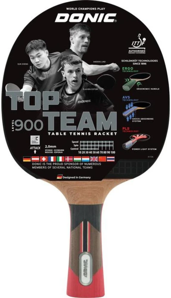 DNI Donic Schildkröt Top Team 900 stalo teniso stalas Juoda, Raudona, Balta, Medis