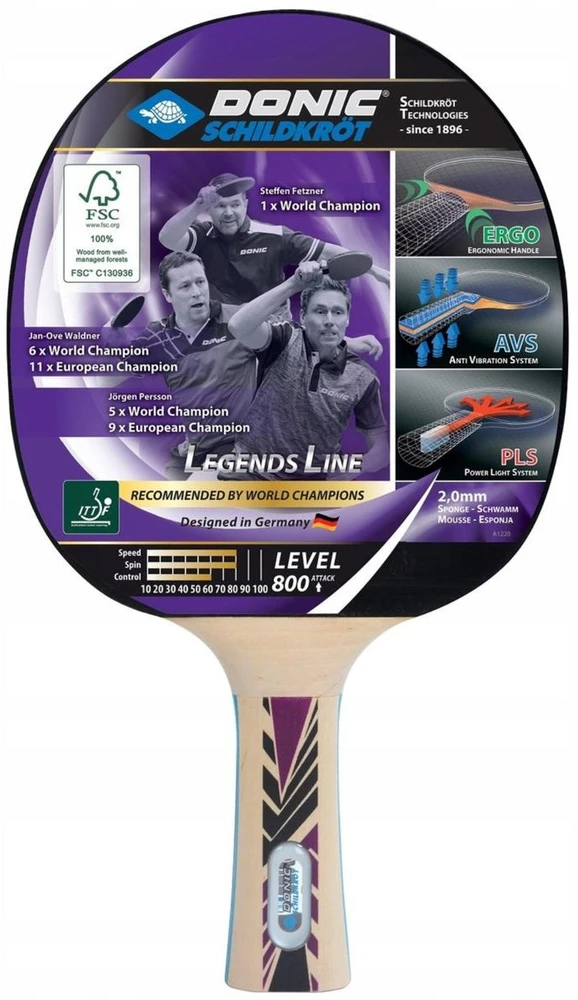 Donic raketė do Tenisa Stołowego Legends 800 - komplektas 3w1