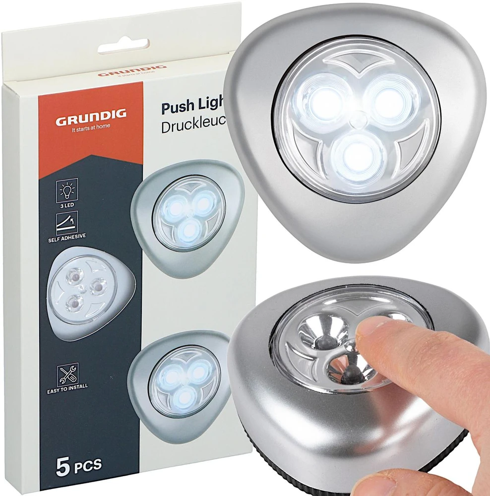 Grundig Rinkinys 5 lampek Push Light LED na baterie