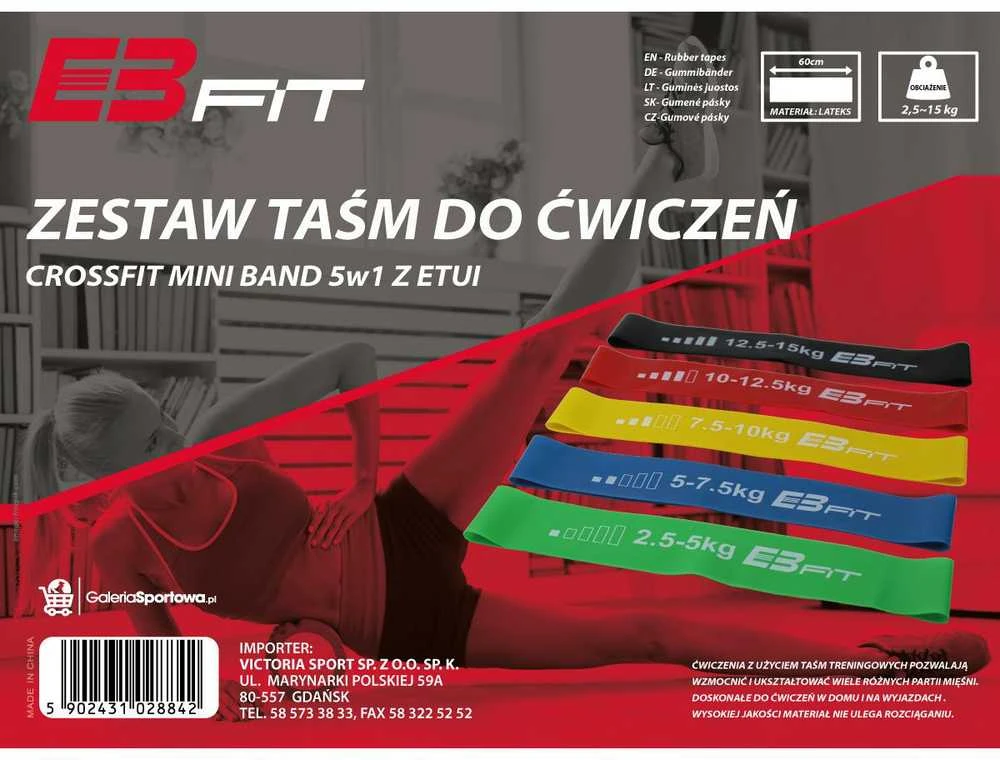 Enero Pasipriešinimo juostų rinkinys EB Fit Fitnnes Crosfit Mini Band 5in1