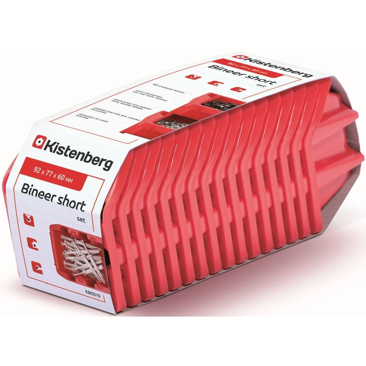 Prosperplast KISTENBERG DĖŽUTĖS 10 BINEER SHORT 16vnt. RAUDONOS 92x77x60mm