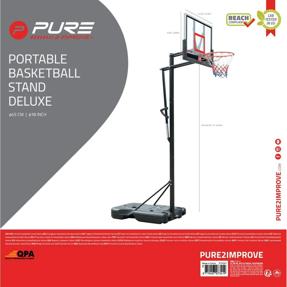 Pure Reguliuojamas krepšinio stovas 2.30–3.05 m