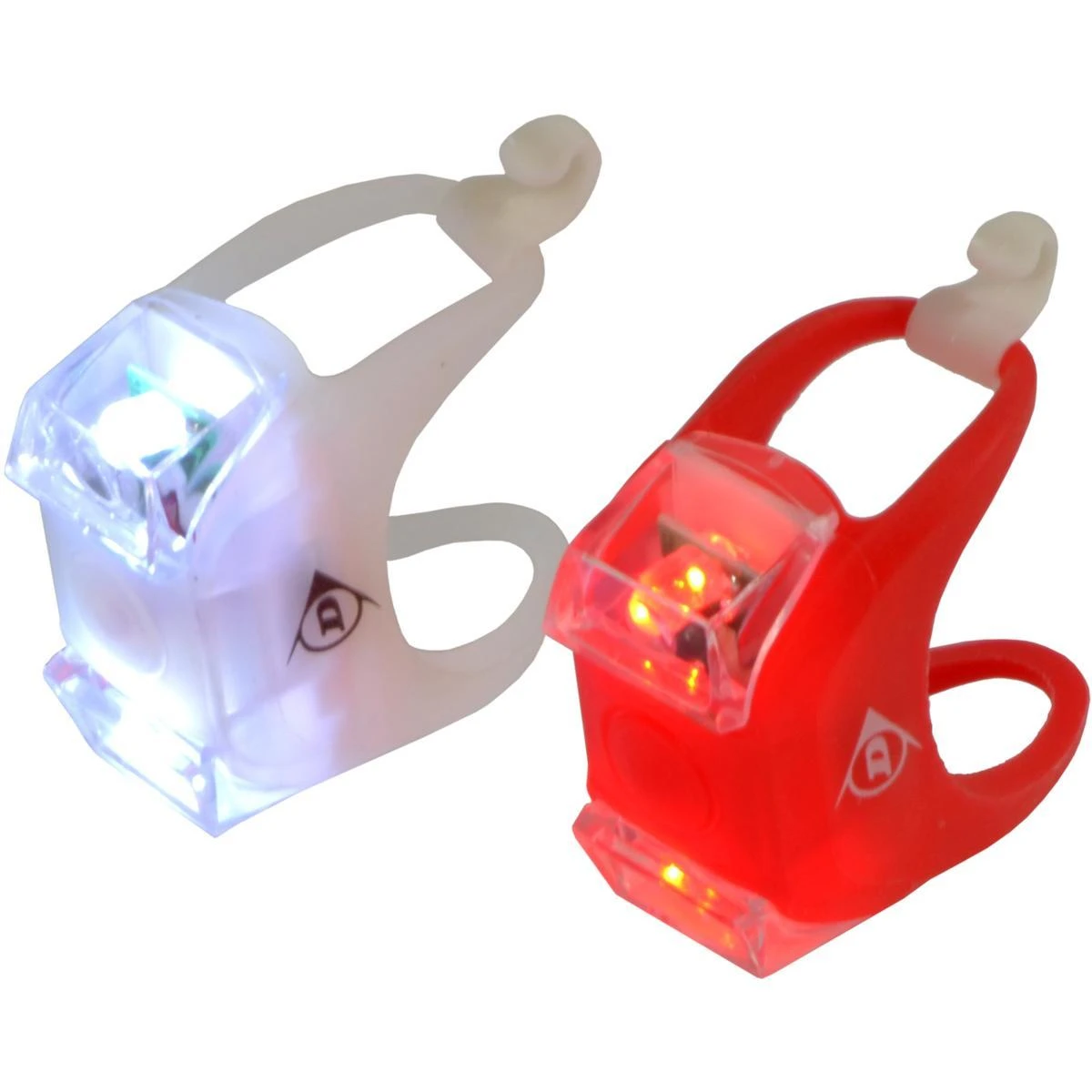 SILIKONINIŲ LED DVIRAČIO ŽIBINTŲ RINKINYS PRIEKINIS GALINIS DELUXE 2 LED DUNLOP 417929