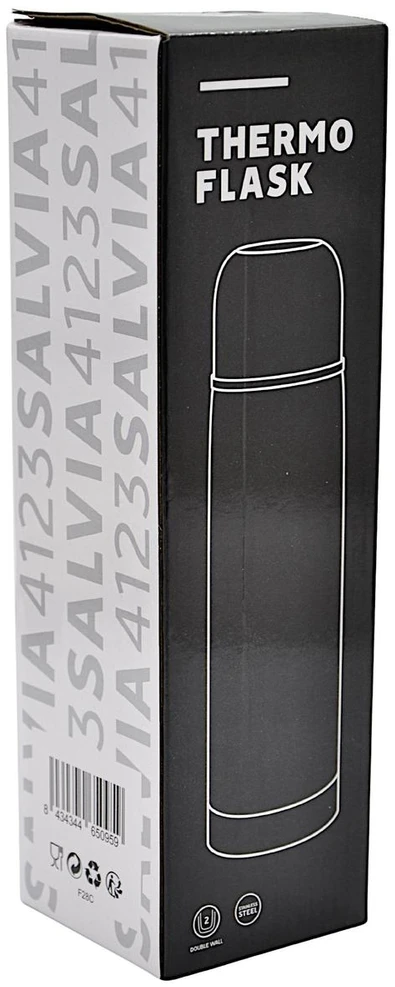 Roly TURISTINIS TERMOSAS, NERŪDIJANTIS PLIENAS, DVIGUBOMIS SIENELĖMIS, 500 ML, Juodas, STAMINA
