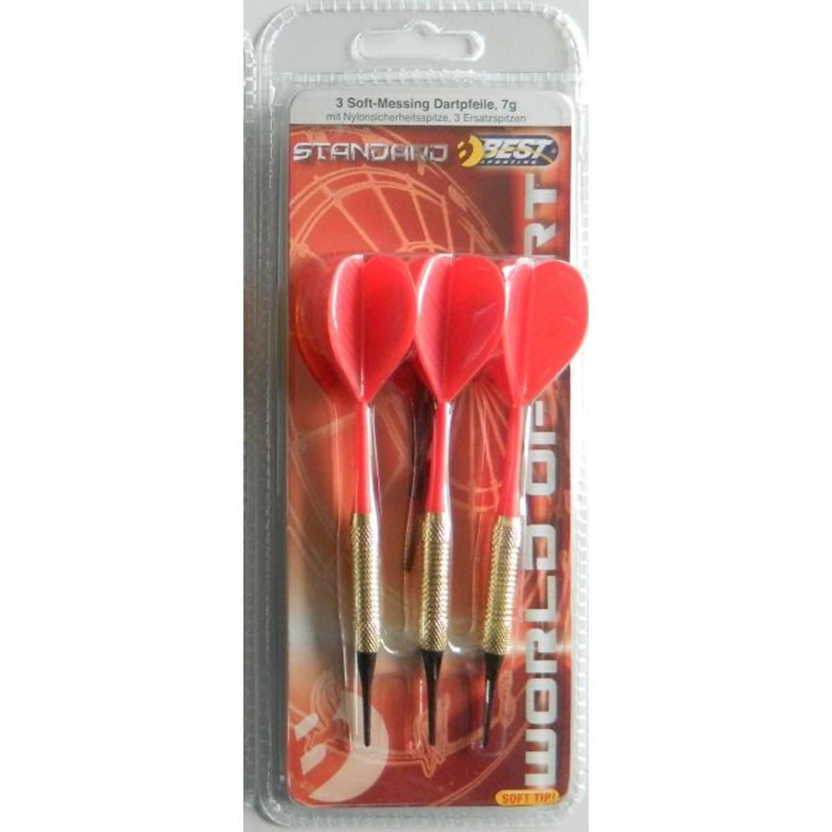 Best Sporting Plastikinės strėlės smiginiui, 3 vnt, saugios, raudonos