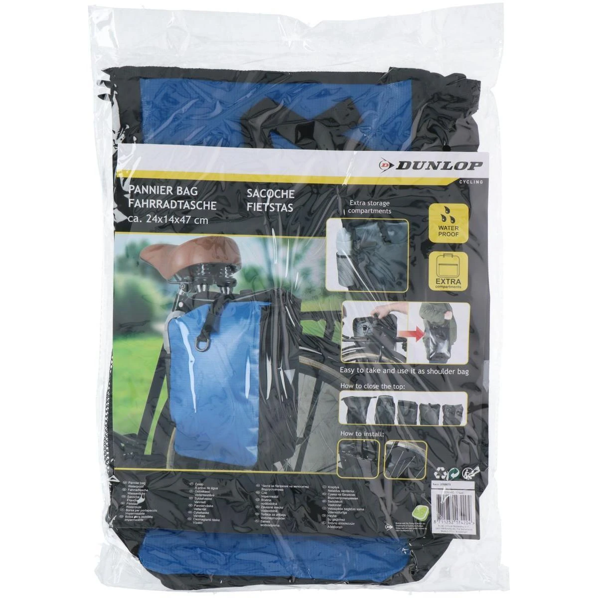 Dviračio krepšys Dunlop, 15 l, mėlynas