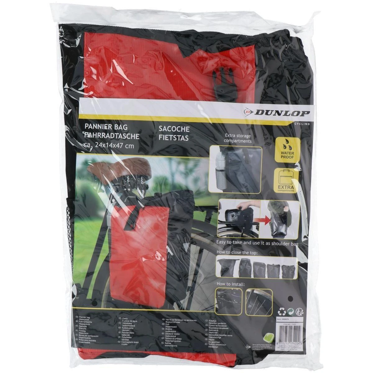 Dunlop atspari vandeniui dviračio krepšys 15L