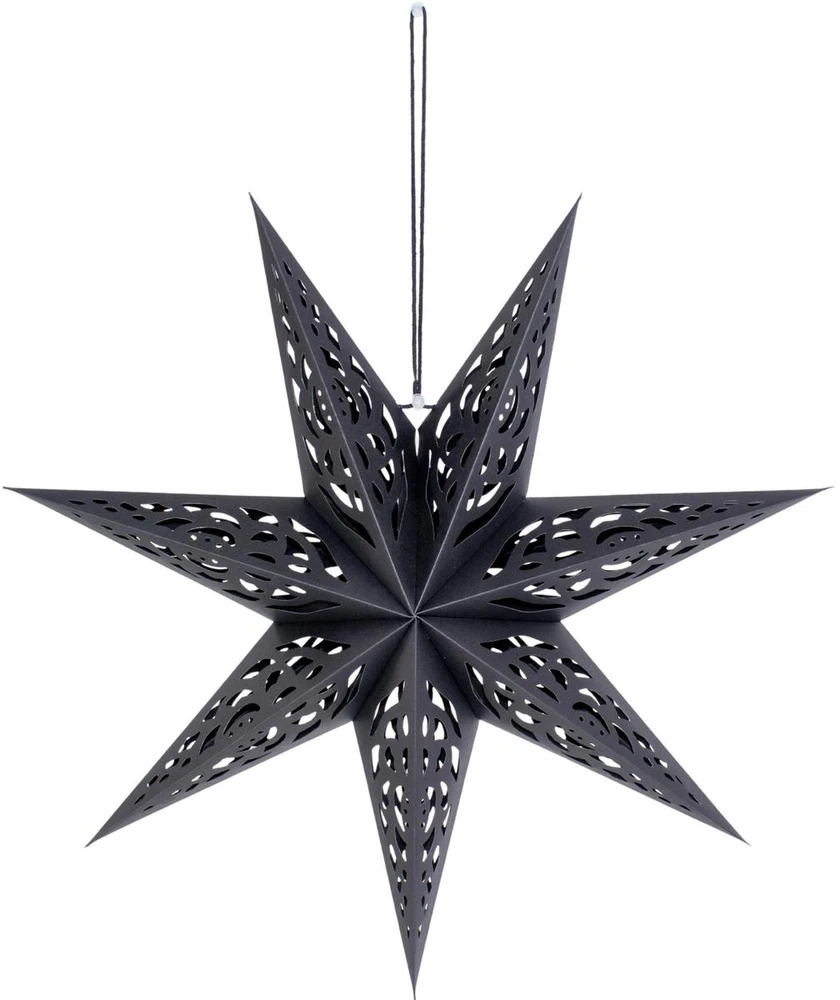 Saska Christmas Popierinė dekoracinė žvaigždė, 50 cm, 7 šakelės, juodos spalvos