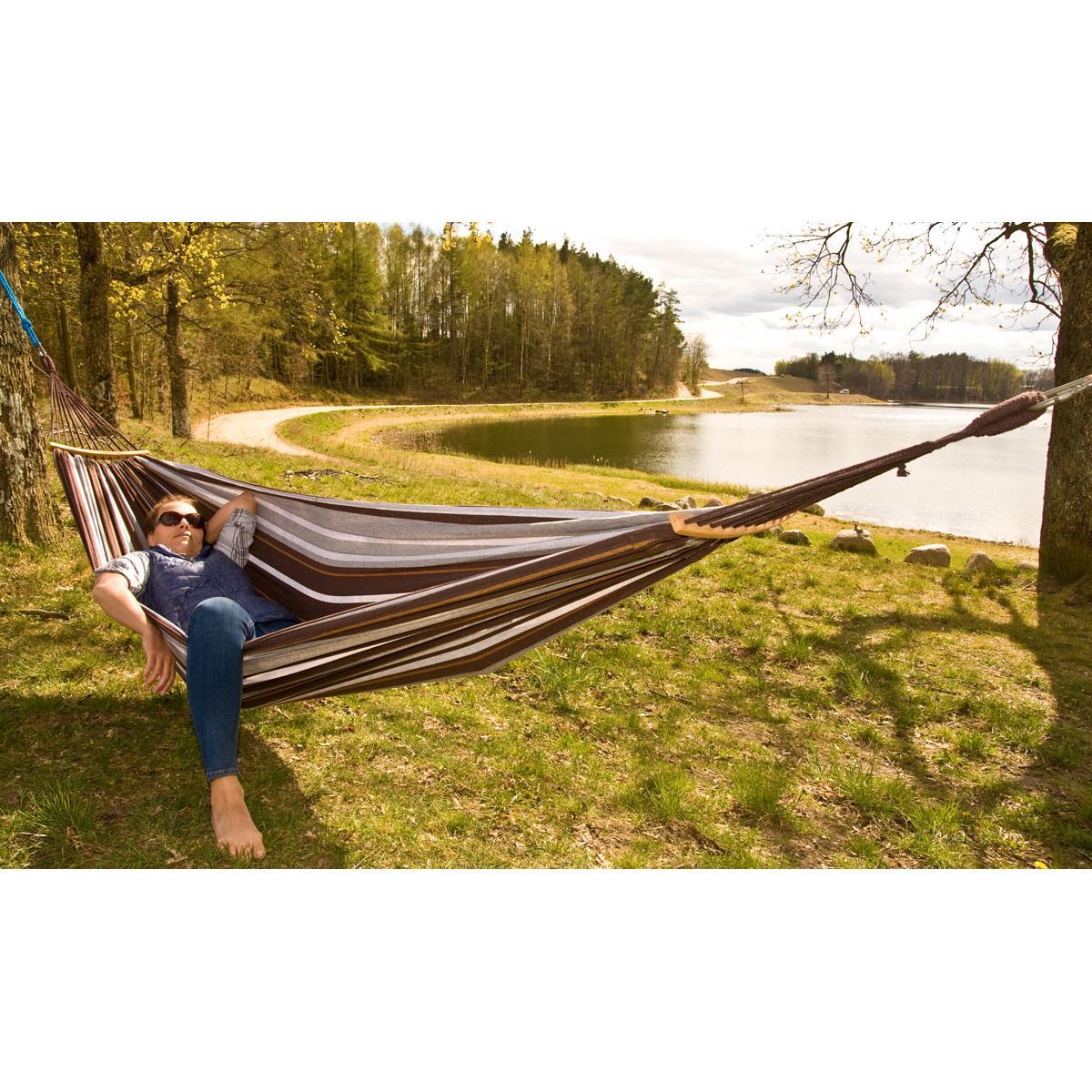 Saska Garden Dvivietis hamakas Royokamp Luxe XXL 250x150cm, rudas
