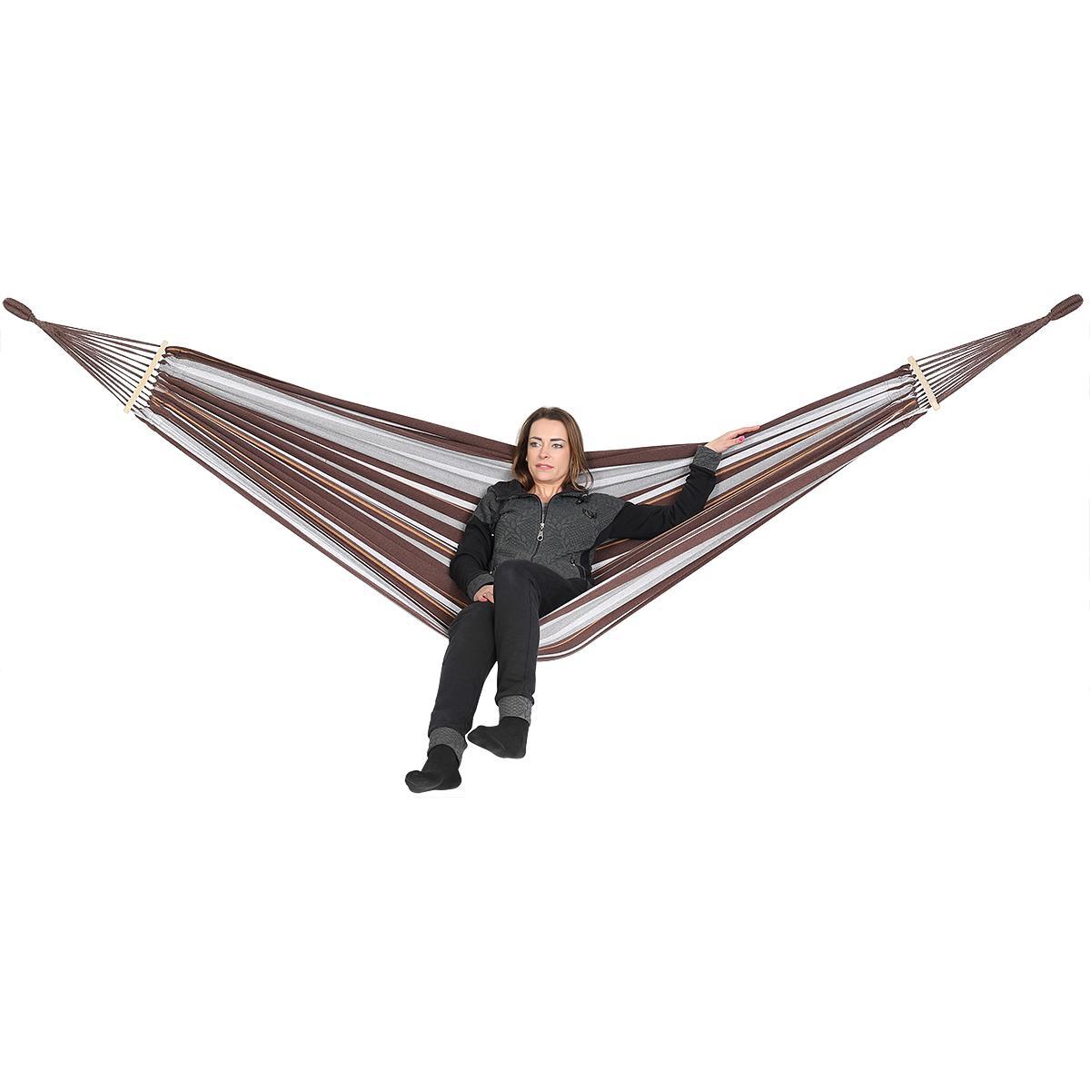 Saska Garden Dvivietis hamakas Royokamp Luxe XXL 250x150cm, rudas