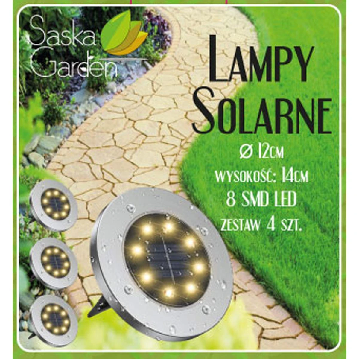 Sodo žibintas su saulės baterija Saska Garden 8 LED, 4 vnt.