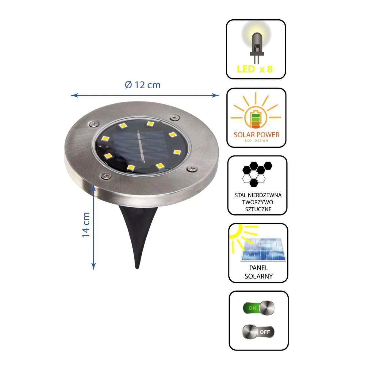Sodo žibintas su saulės baterija Saska Garden 8 LED, 4 vnt.