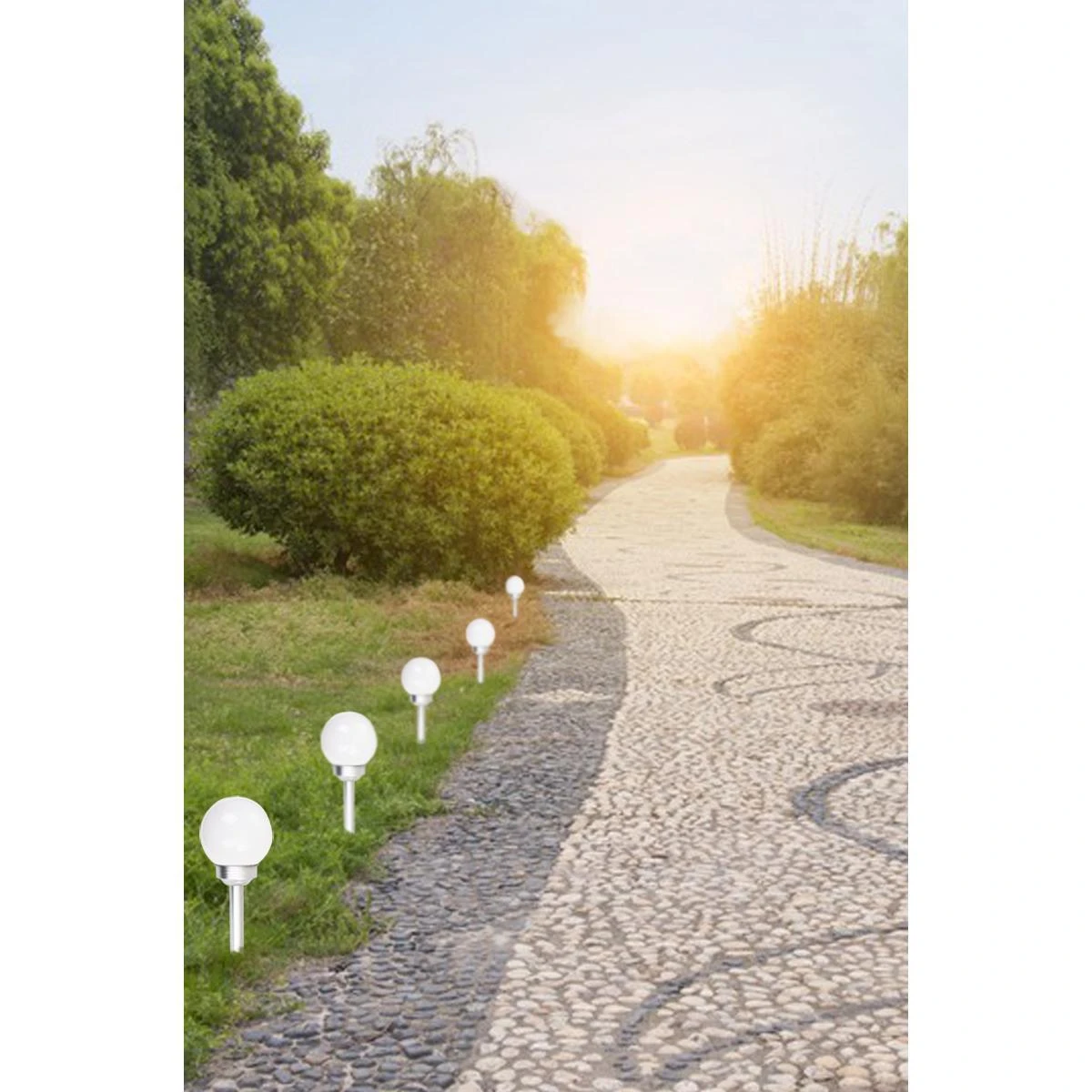 Saska Garden Saulės lempa pieninė, 10x35 cm