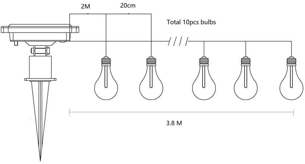 Saska Garden Lauko saulės girlianda, 4,9 m, LED šviesos
