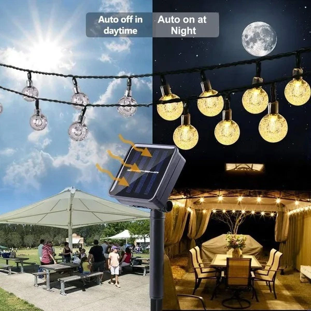 Saska Garden Lauko saulės girlianda, 4,9 m, LED šviesos