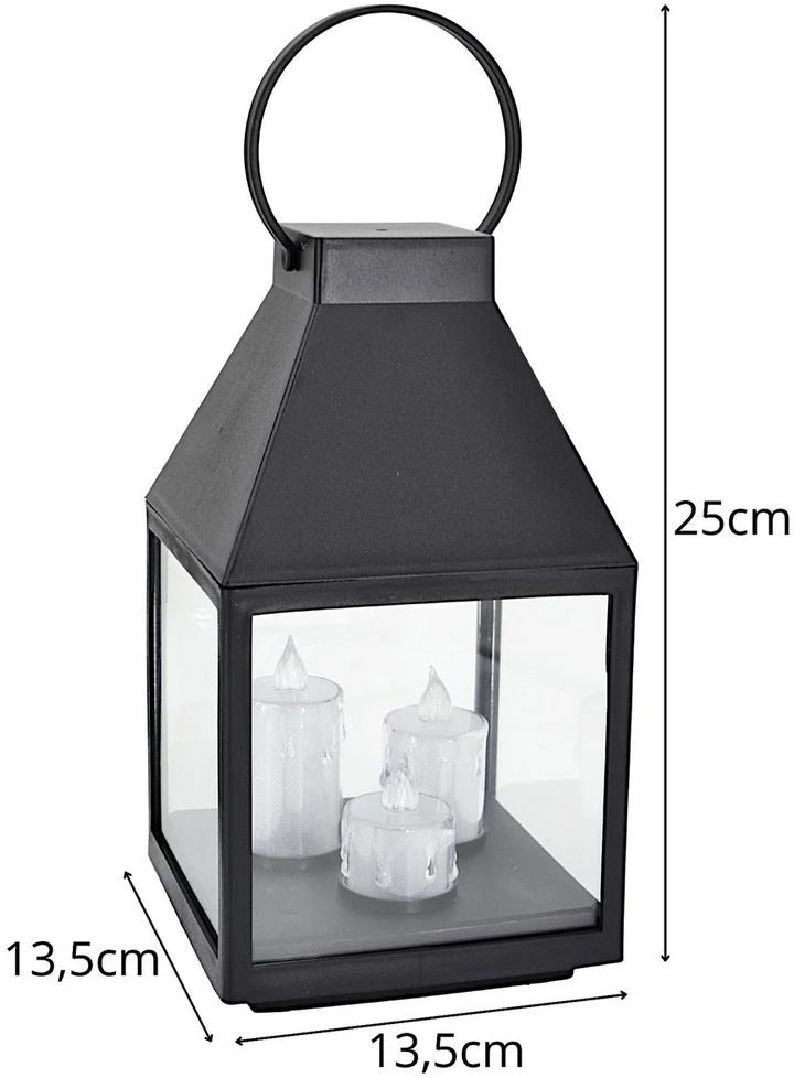 Saska Garden Latarnia lampion LED 25CM 3 świece Saska Gift & Decor