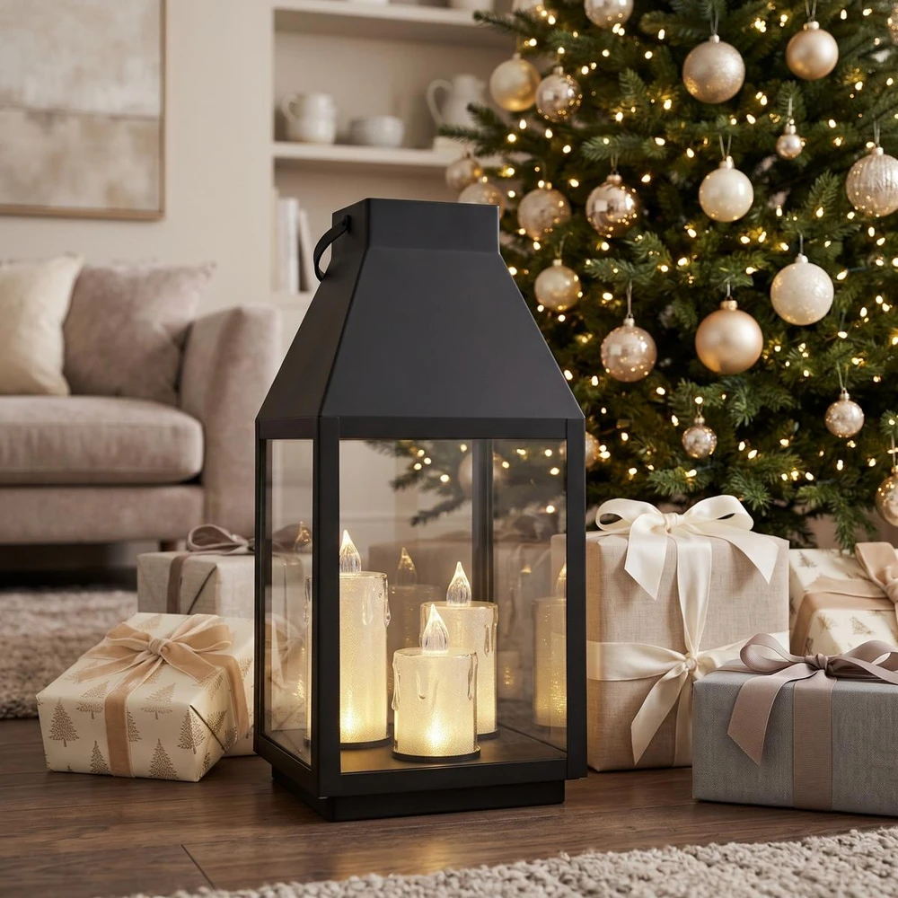 Saska Garden Latarnia lampion LED 35CM 3 świece Saska Gift & Decor