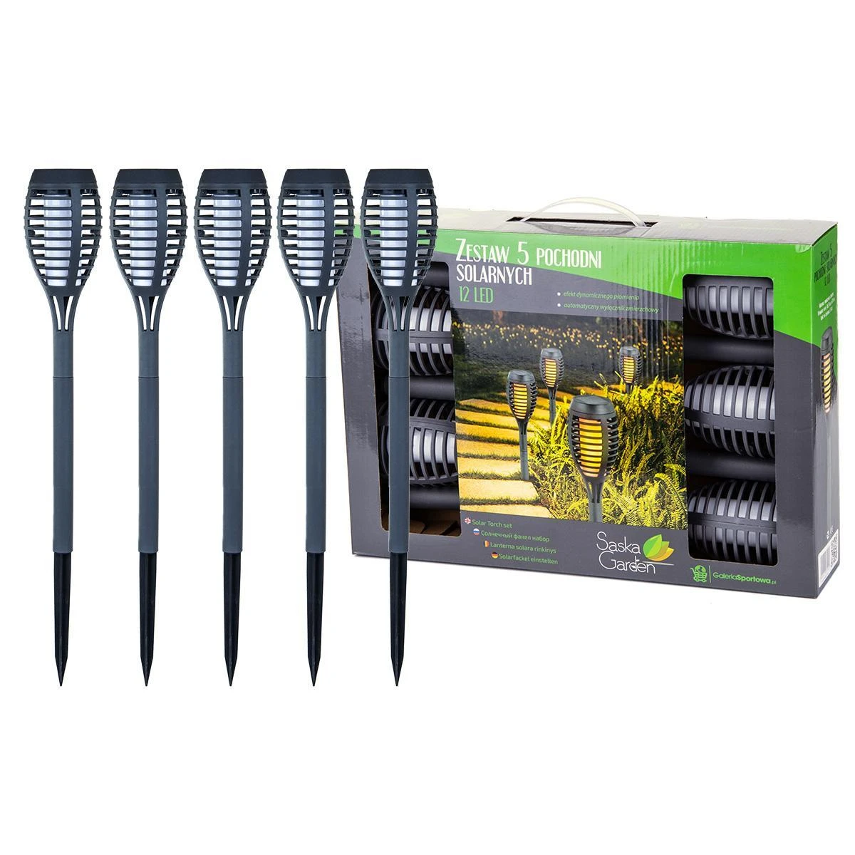 Sodo žibintas Saska Garden, 12 LED SMD, 7,5 x 7,5 x 46,5 cm, 5 vnt.