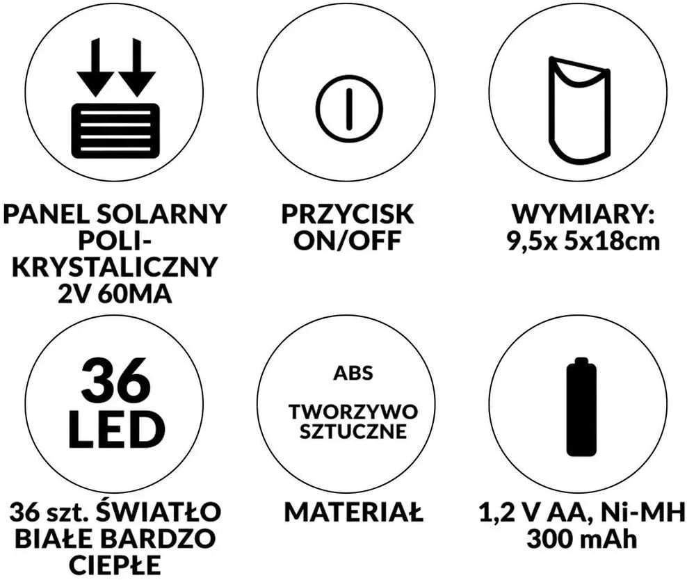 Sieninis šviestuvas Saska Garden Sieninė saulės lempa su liepsnelėmis